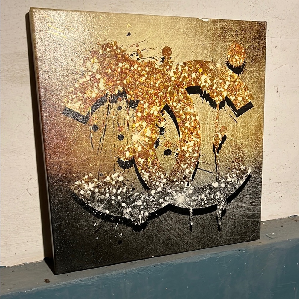 Gold and Silver Abstract Canvas Art